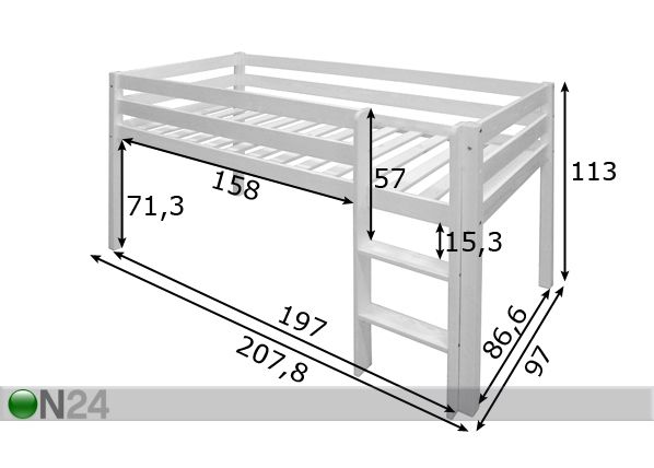 Двухъярусная кровать 90x200 cm размеры