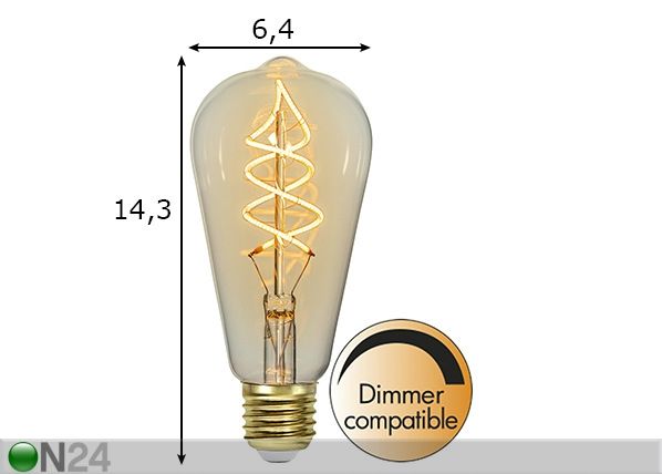 Декоративная LED лампочка с цоколем E27, 3 Вт размеры