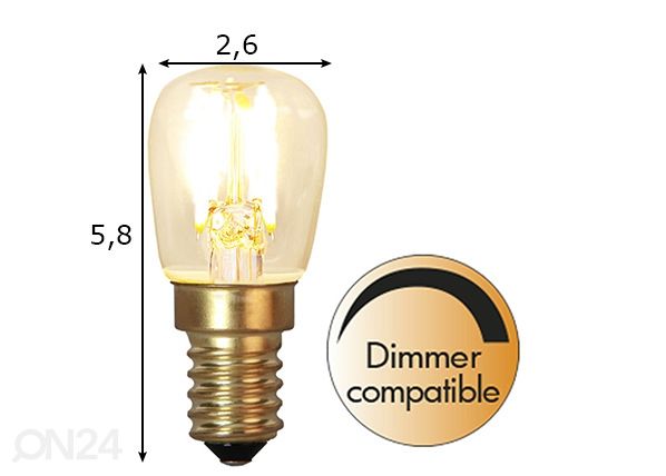 Декоративная LED лампочка E14 1,4 Вт размеры