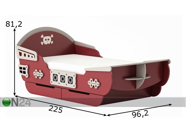 Детская кровать Captain 90x200 cm размеры