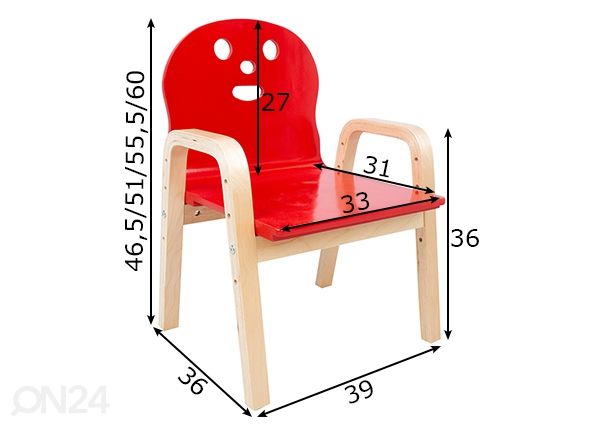 Детский стул Happy размеры