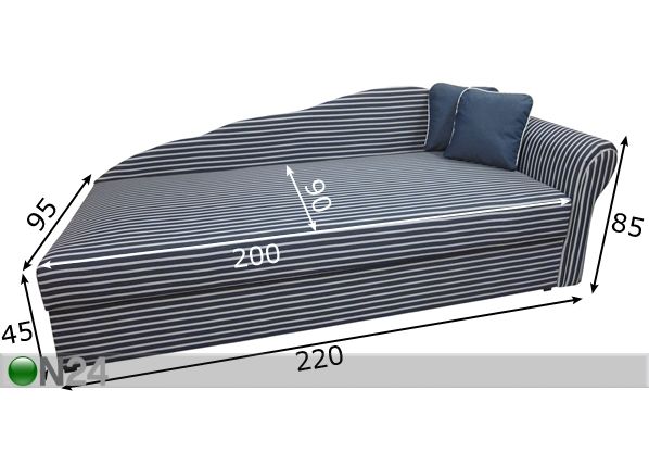 Диван-кровать с ящиком для белья Helga 90x200 см размеры