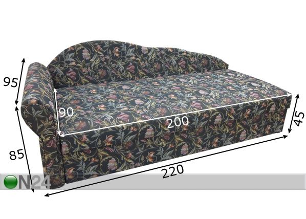 Диван-кровать с ящиком для белья Helga 90x200 cm размеры