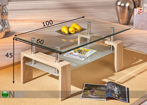 Журнальный стол со стеклом Loana размеры