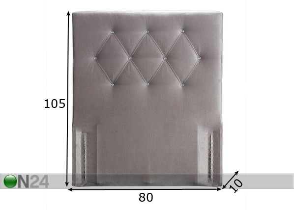 Изголовье кровати Harlekin со стеклянными пуговицами 80x105x10 cm размеры
