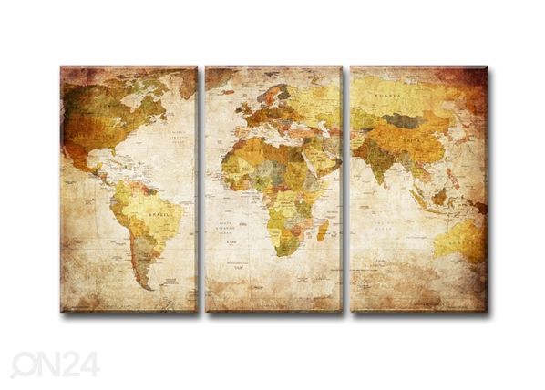 Картина из 3-частей World map 120x80 cm