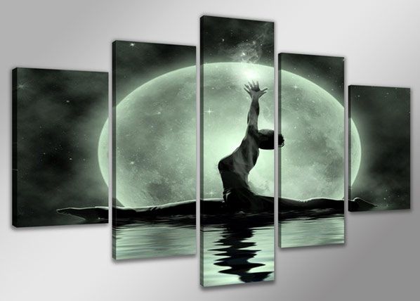 Картина из 5-частей Женщина и луна