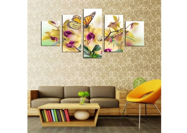 Картина из 5-частей Butterfly & Flowers 160x80 cm