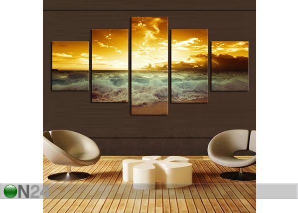 Картина из 5-частей Stormy Sea 160x80 cm
