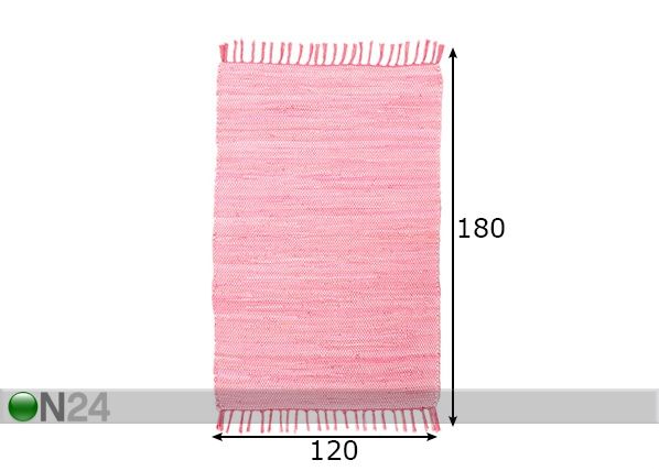 Ковер Happy Cotton Uni 120x180 см, розовый размеры