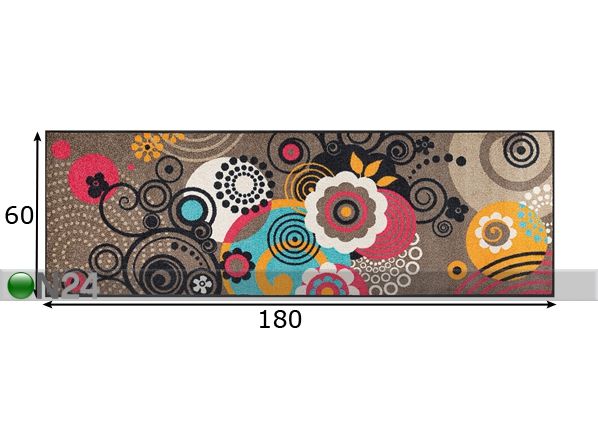 Ковер Loops and Flowers taupe 60x180 cм размеры