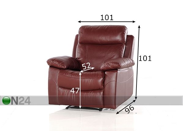 Кожаное кресло с механизмом подножки Equador размеры