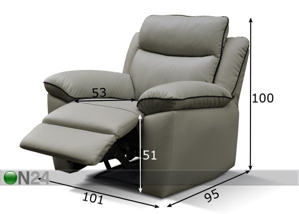 Кожаное кресло с механизмом подножки Mourouvin размеры