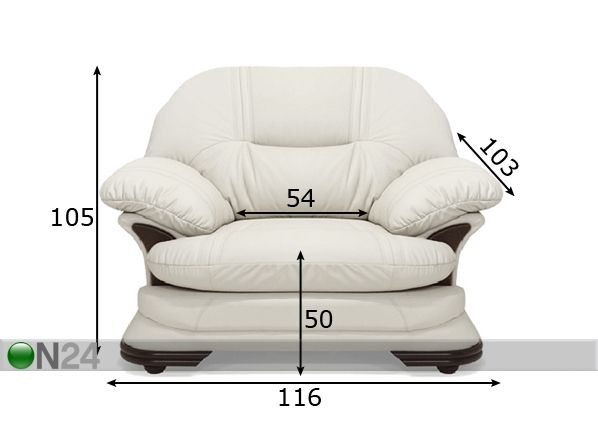Кожаное кресло Redford размеры