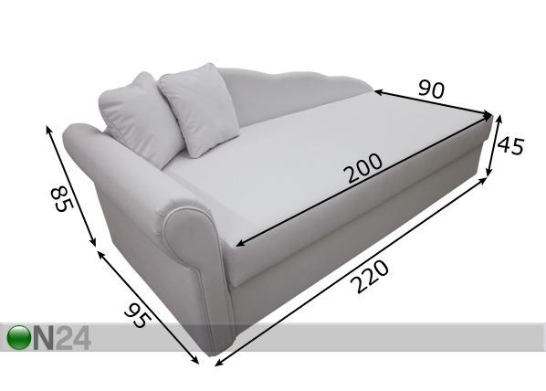 Кожаный диван-кровать с ящиком для белья Helga 90x200 cm размеры