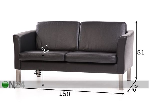 Кожаный 2-местный диван Boss размеры