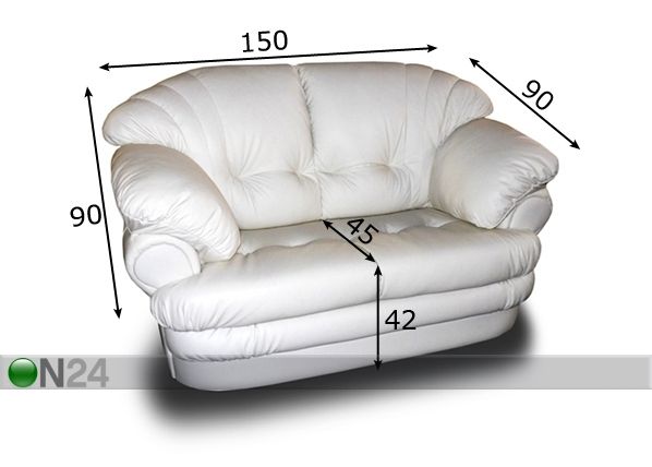 Кожаный 2-местный диван Carlos размеры