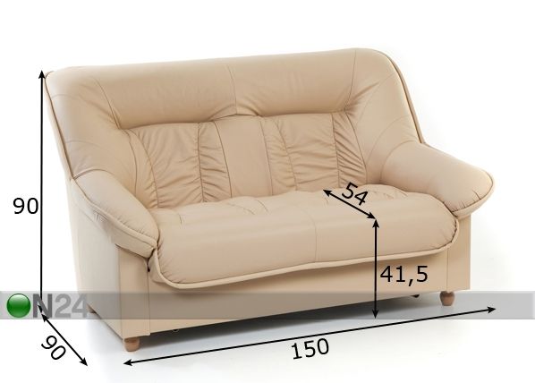 Кожаный 2-местный диван Spencer размеры
