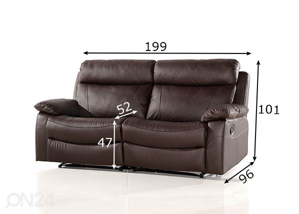 Кожаный 3-местный диван с механизмом подножки Equador размеры