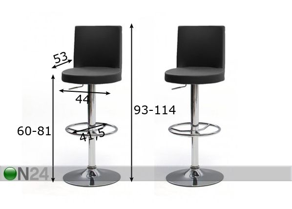 Комплект барных стульев Jens 2шт размеры