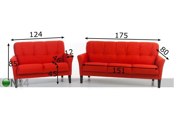 Комплект диванов Katri 3+2 размеры