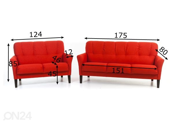 Комплект диванов Katri 3+2 размеры