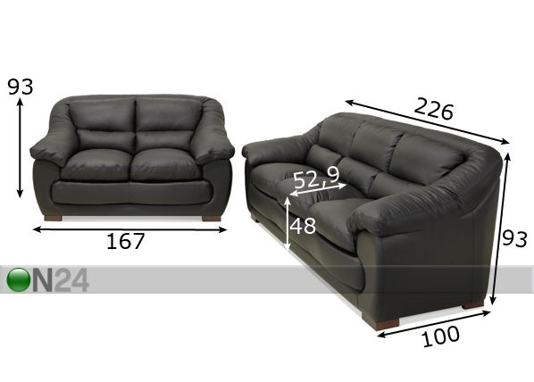 Комплект кожаных диванов Gotland 3+2 размеры
