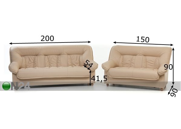 Комплект кожаных диванов Spencer 3+2 размеры