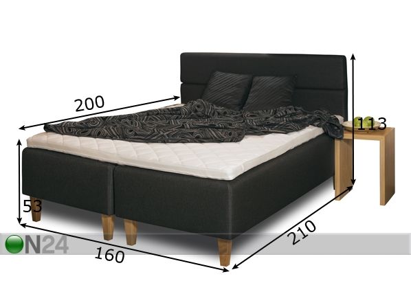 Комплект кровати Hypnos Luna 160x200 cm размеры