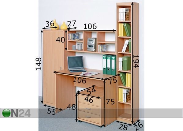 Комплект рабочего кабинета Soft Plus размеры