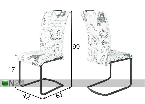 Комплект стульев Angela II 4 шт размеры