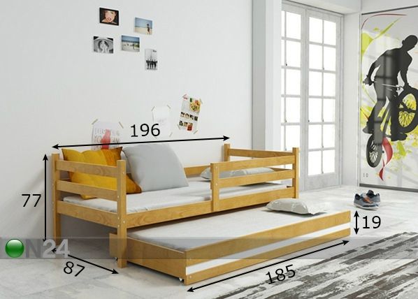 Комплект 2-местной детской кровати 80x190 cm размеры