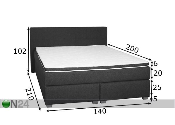 Континентальная кровать Standard 140x200 cm размеры