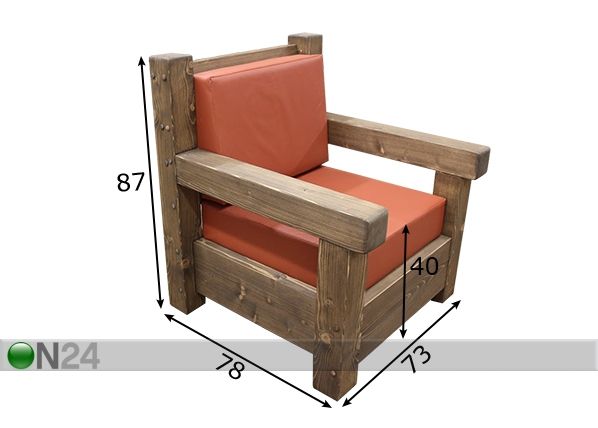 Кресло из массива дерева размеры