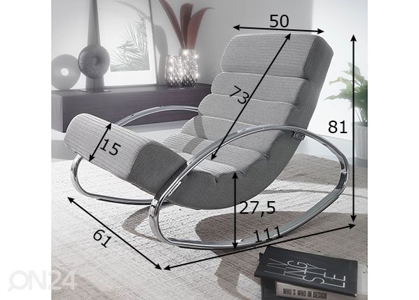 Кресло-качалка Relax, серый размеры
