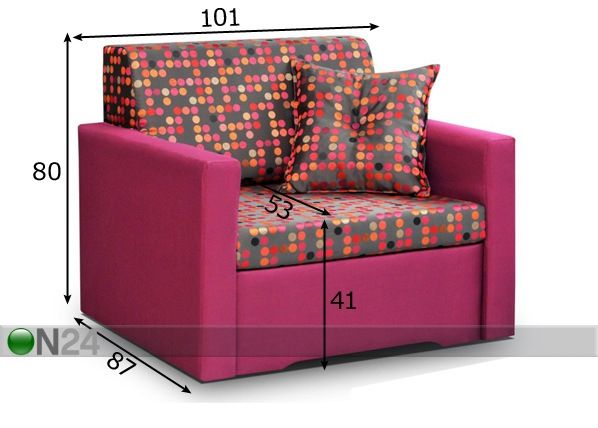 Кресло-кровать с ящиком 101 cm размеры