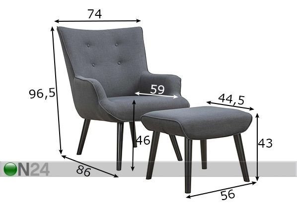 Кресло + пуф Wester размеры