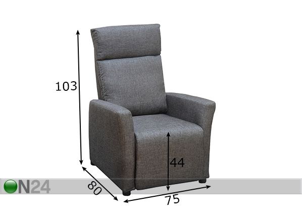 Кресло с механизмом подножки Aino, серый размеры
