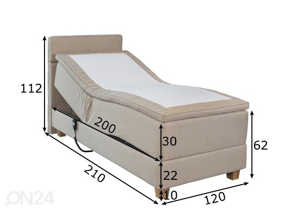 Кровать моторная с двойным блоком Hypnos Hermes 120x200 cm размеры