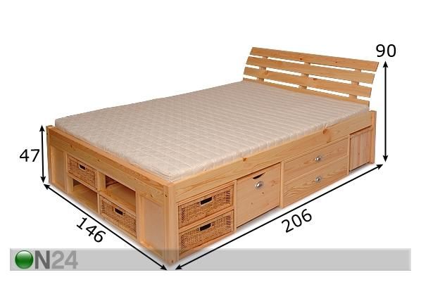 Кровать с изголовьем Lunia 140x200 cm размеры