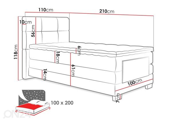 Кровать с мотором Nevada 100x200 cm размеры