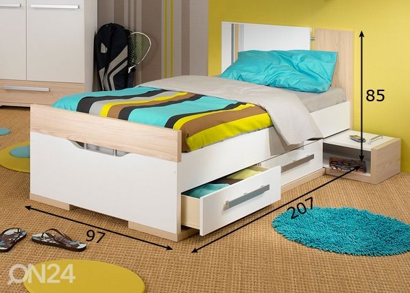 Кровать с ящиками Titouan 90x200 см размеры