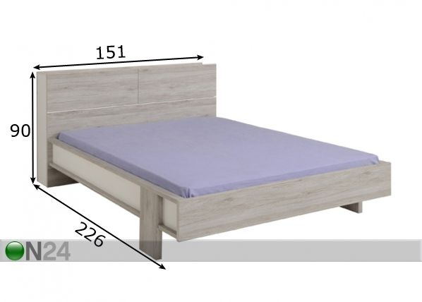 Кровать с ящиком для белья Brera oak 140x200 cm размеры