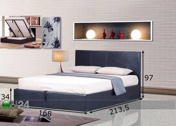 Кровать с ящиком для белья Prado 160x200 cm размеры