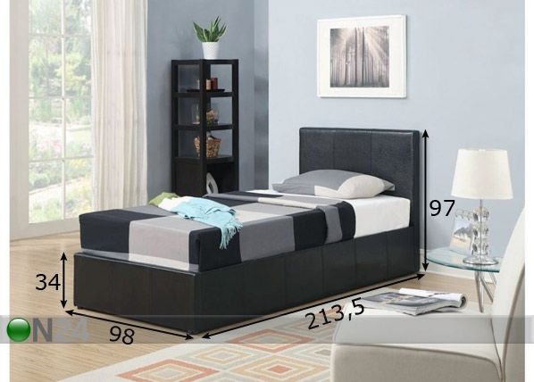 Кровать с ящиком для белья Prado 90x200 cm размеры