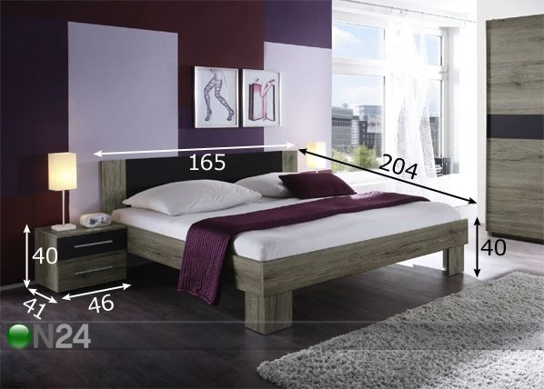 Кровать 160x200 cm + 2 тумбы размеры