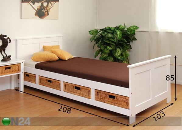 Кровать Britt 90x200 cm + 4 ящика размеры