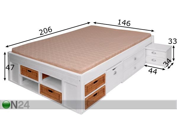 Кровать Lunia 140x200 cm размеры