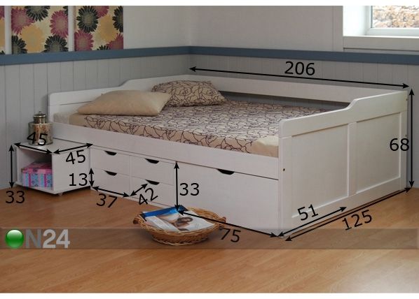 Кровать Maxima 120x200 cm размеры