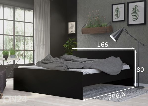 Кровать Naia 160x200 cm, чёрный матовый размеры
